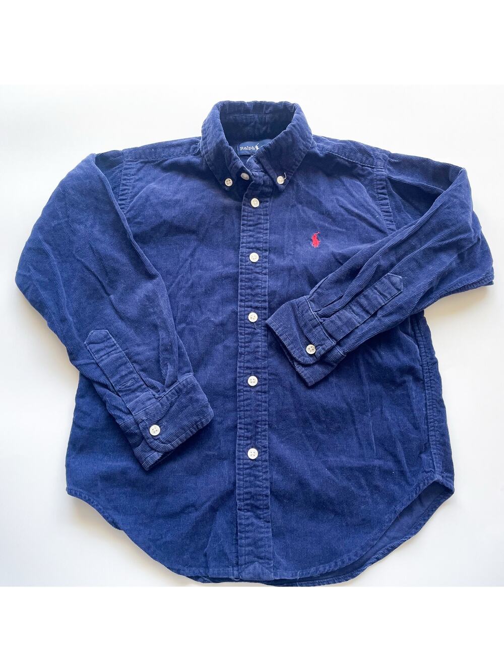 Boy's Ralph Lauren Navy Blue Corduroy Long Sleeve Button Down Size 5